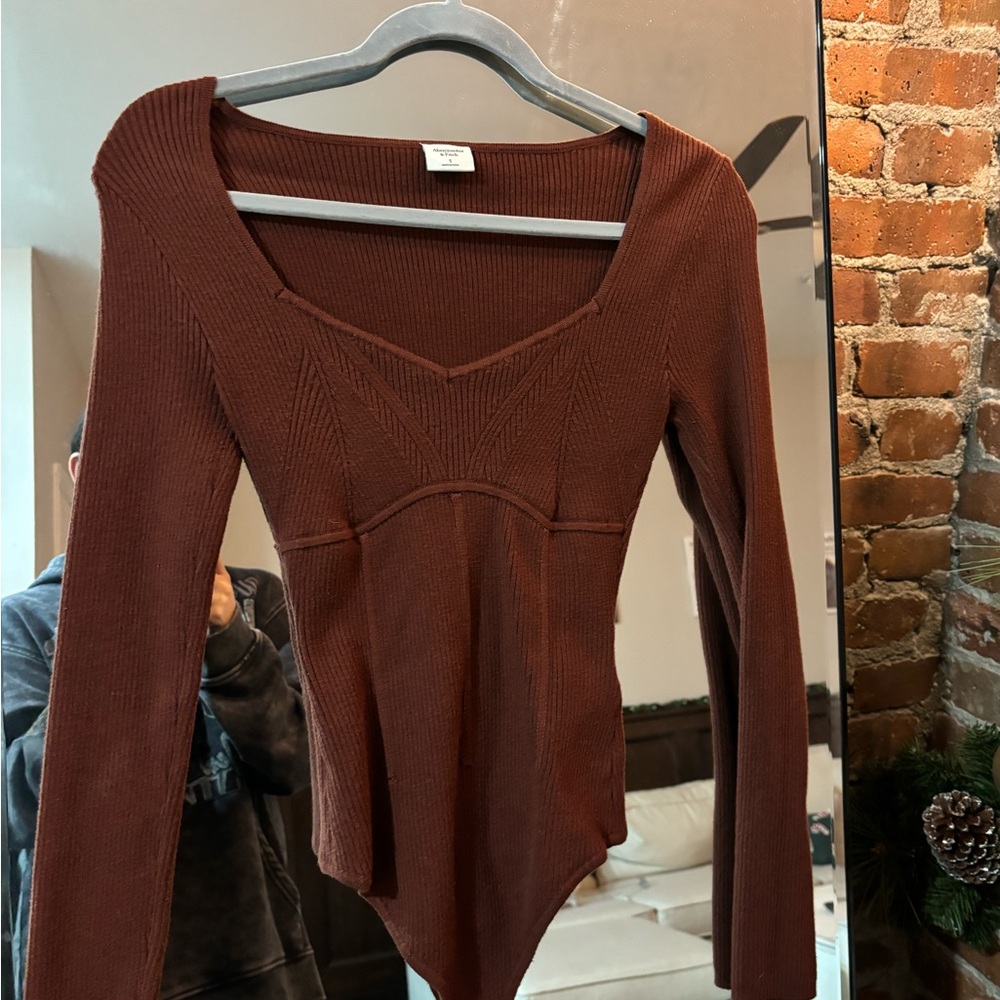 Abercrombie & Fitch Brown Scoop Neck Bodysuit